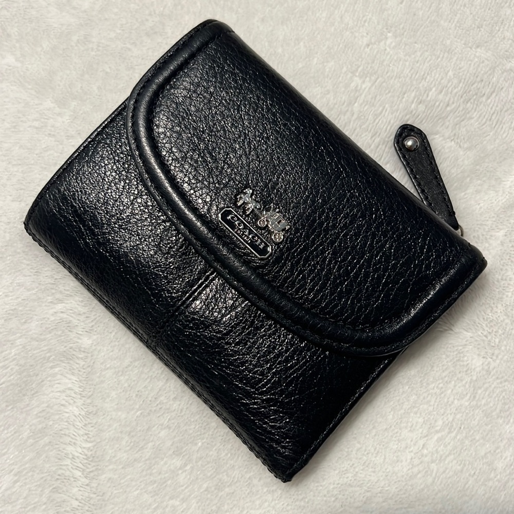 Authentic Large Black Leather Coach Wallet